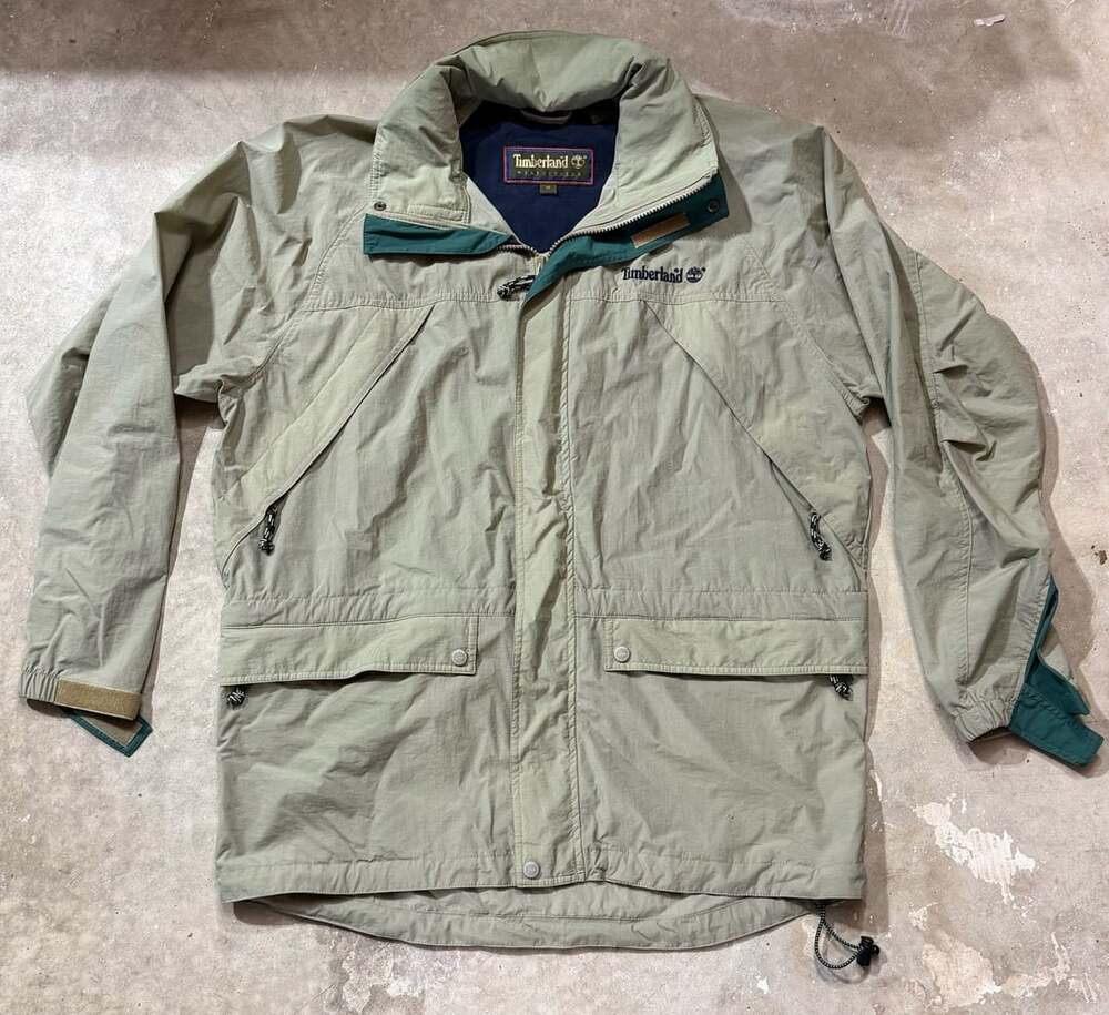 Timberland Weathergear Jacket Size M Olive Nylon Outdoor Rain Coat